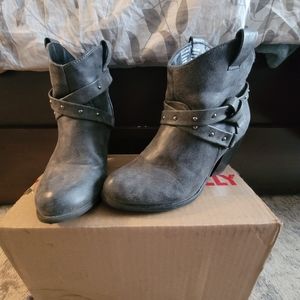 Gray Heeled Ankle Boots